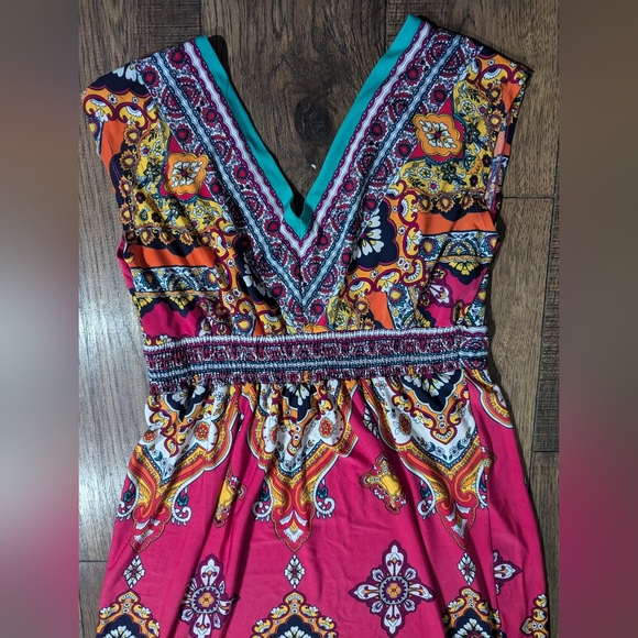 Kiara Women's Bright Colorful Paisley Bohemian Summer Beach Cover Up Size Med - Picture 13 of 16